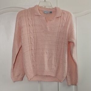 Pretense peach pink sweater semi sheer size vintage large 14-16